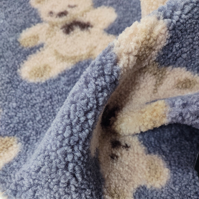 Gấu bông Sherpa Vải lông cừu 330 Gsm 100% Polyester Gấu in