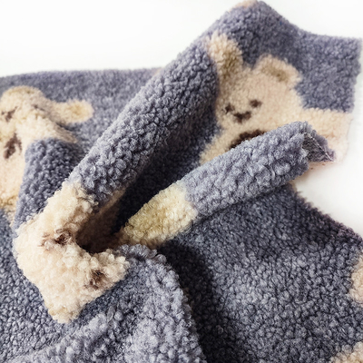 Gấu bông Sherpa Vải lông cừu 330 Gsm 100% Polyester Gấu in
