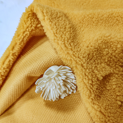 Sợi dọc dệt kim Sherpa Vải nỉ 100% Polyester màu vàng Jacquard cho ngành may mặc