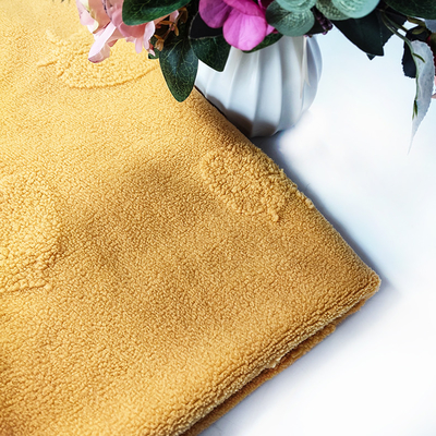 Sợi dọc dệt kim Sherpa Vải nỉ 100% Polyester màu vàng Jacquard cho ngành may mặc