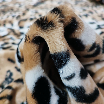 PV Fleece Faux Fur Vải sang trọng cho giày hàng may mặc Bọc da báo in