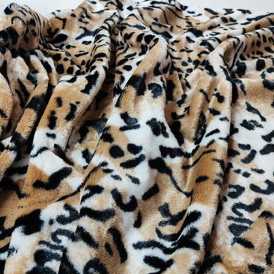 PV Fleece Faux Fur Vải sang trọng cho giày hàng may mặc Bọc da báo in