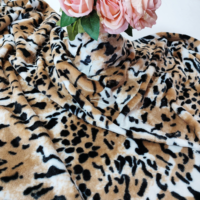 PV Fleece Faux Fur Vải sang trọng cho giày hàng may mặc Bọc da báo in