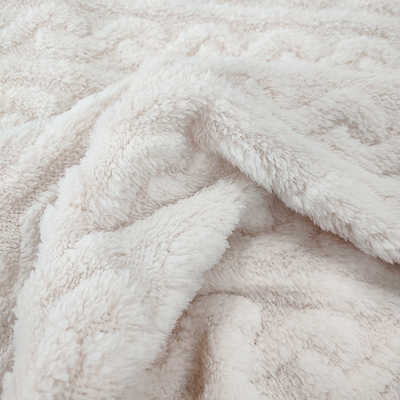Chăn trắng sang trọng Shu Velveteen vải 270 GSM Sherpa mềm mại cho bộ đồ ngủ mùa đông