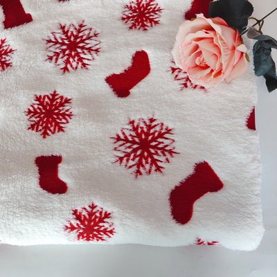 Warp Polyester Flannel Vải tráng với lá đỏ 270GSM cho hàng may mặc Giáng sinh