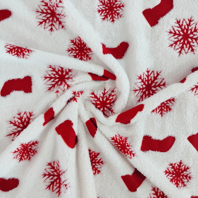 Warp Polyester Flannel Vải tráng với lá đỏ 270GSM cho hàng may mặc Giáng sinh