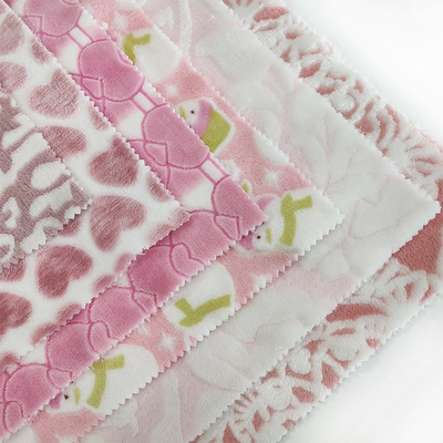 Burn Out Polyester Flannel Fleece Fabric 300GSM cho chăn với hoa văn tùy chỉnh