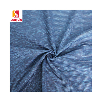 Màu xanh lam Cationic Polyester Đơn Jersey Vải Spandex Waffle Knit